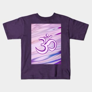 Purple and Pink Satin Vibrant Om Hindi Graphic Kids T-Shirt